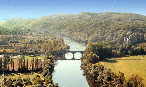 River in Aquitaine in the south of France on a cloudy day.