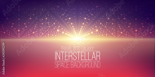Vector interstellar space background.Cosmic galaxy illustration.Background with nebula, stardust and bright shining stars.Vector Illustration for party ,artwork, brochures, posters.