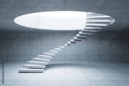 modern staircase in concrete interior, 3d rendering