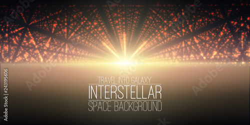 Vector interstellar space background.Cosmic galaxy illustration.Background with nebula, stardust and bright shining stars.Vector Illustration for party ,artwork, brochures, posters.