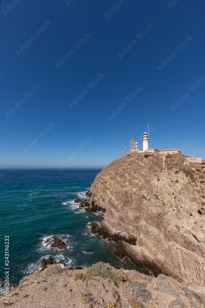 view of the lighthouse of Cabo de Gata