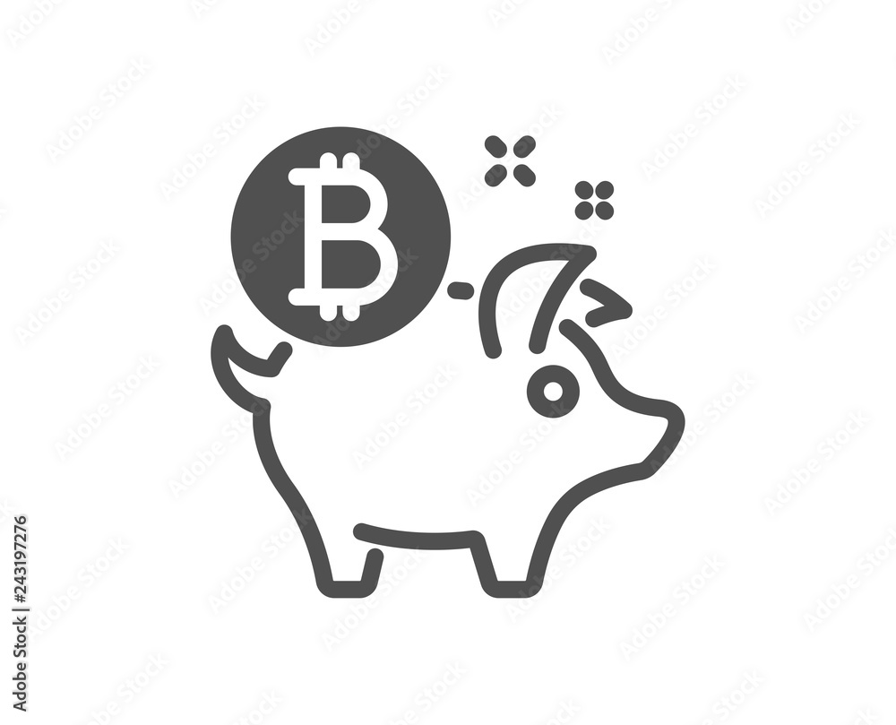 Bitcoin icon. Cryptocurrency coin sign. Piggy bank money symbol. Quality design element. Classic style icon. Vector Bitcoin icon. Cryptocurrency coin sign. Piggy bank money symbol. Quality design element. Classic style icon. Vector