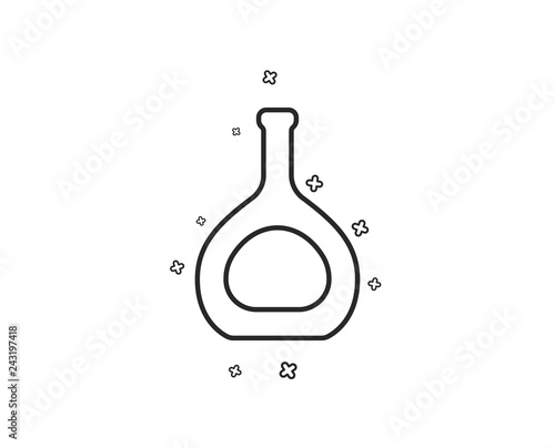 Cognac bottle line icon. Brandy alcohol sign. Geometric shapes. Random cross elements. Linear Cognac bottle icon design. Vector