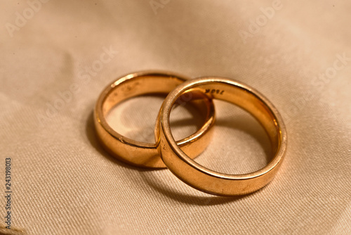 Wedding rings on cloth