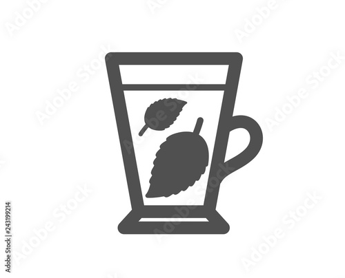Mint Tea icon. Fresh herbal beverage sign. Mentha leaves symbol. Quality design element. Classic style icon. Vector