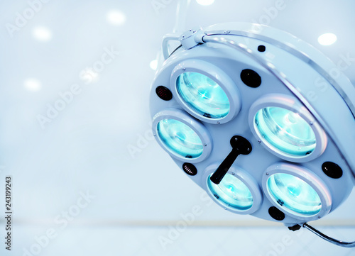 Bild auf Leinwand Surgical lamp close-up on the background of a modern operating room in the clinic
