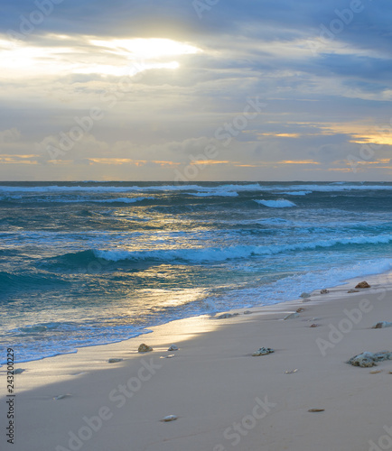 Bali beach at sunset. Indon...