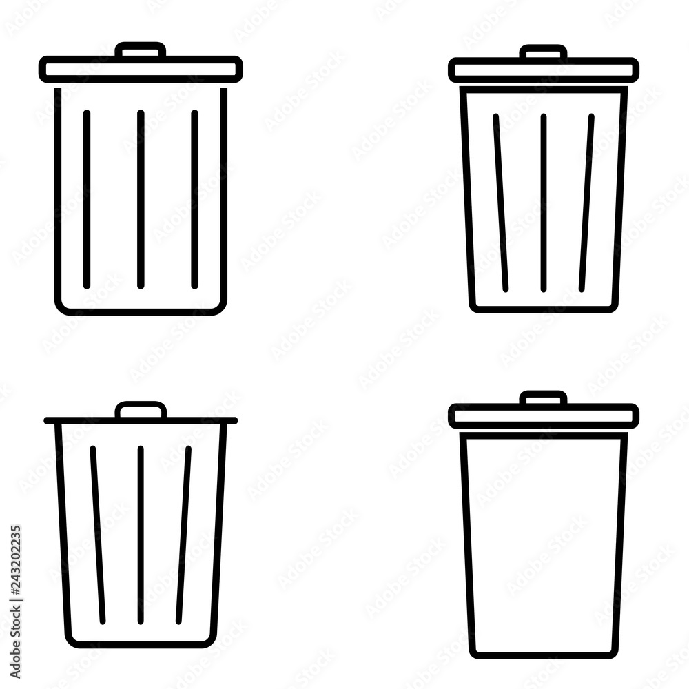 Outline Trash Icon isolated on white background Outline Trash Icon isolated on white background