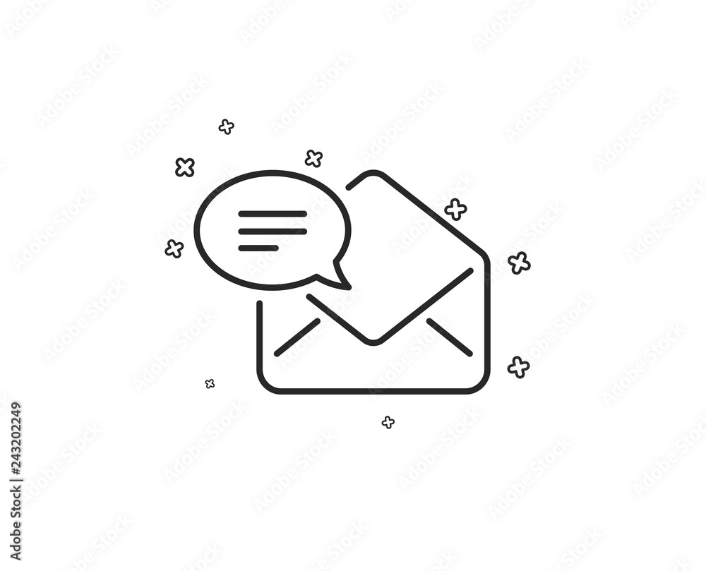 New Mail line icon. Message correspondence sign. E-mail symbol. Geometric shapes. Random cross elements. Linear New Mail icon design. Vector New Mail line icon. Message correspondence sign. E-mail symbol. Geometric shapes. Random cross elements. Linear New Mail icon design. Vector