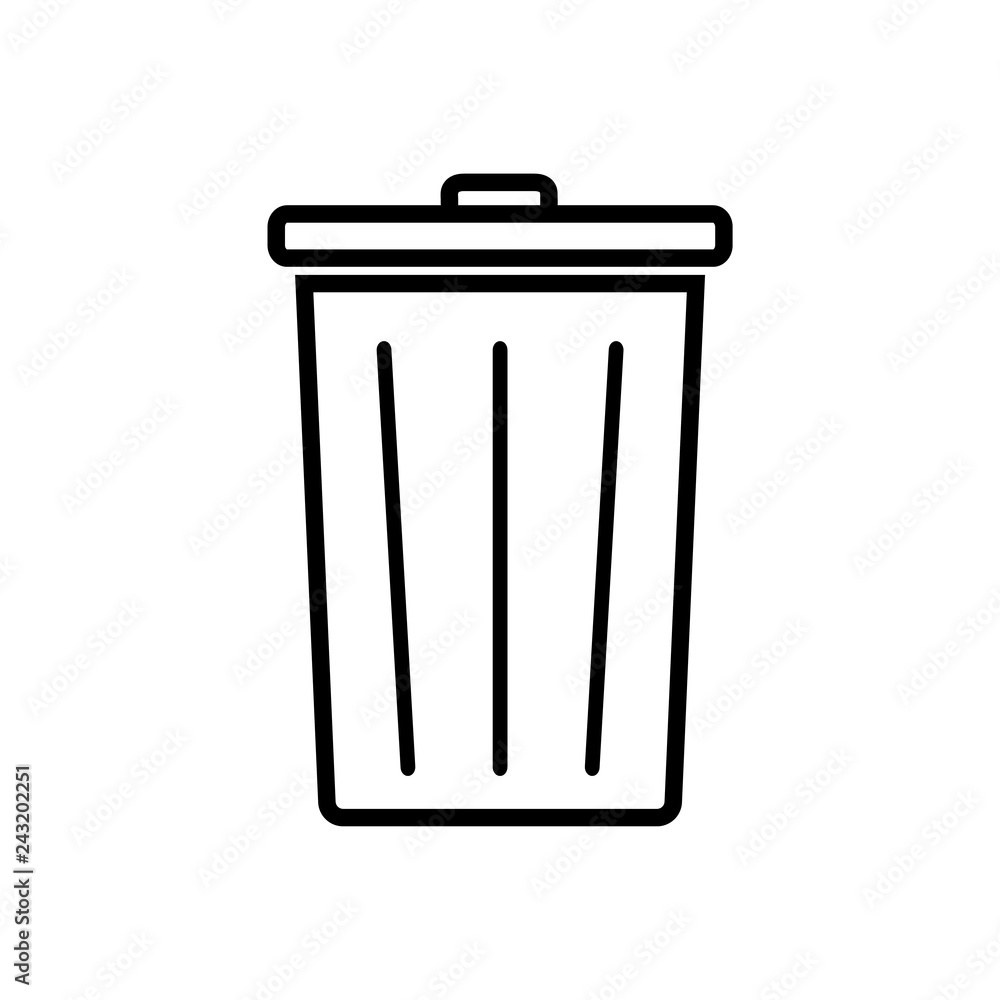 Outline Trash Icon isolated on white background Outline Trash Icon isolated on white background