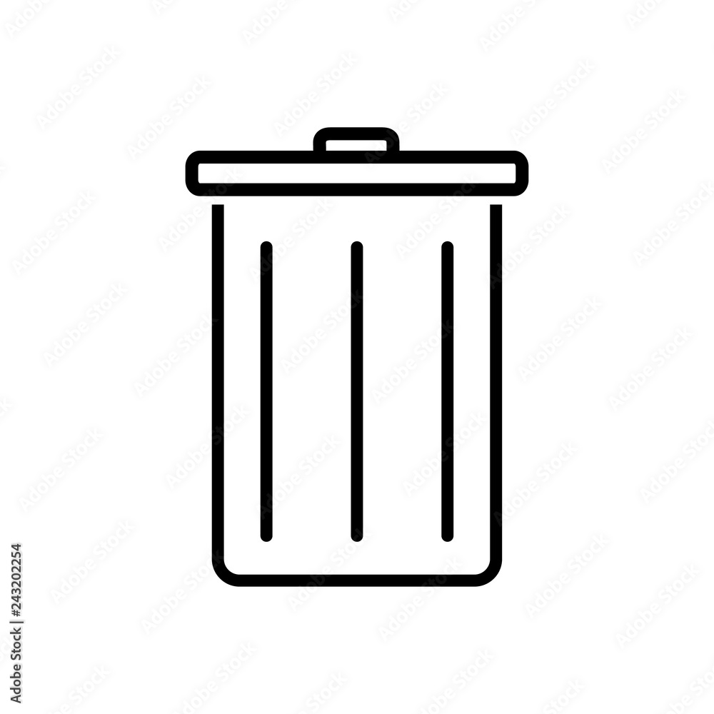 Outline Trash Icon isolated on white background Outline Trash Icon isolated on white background