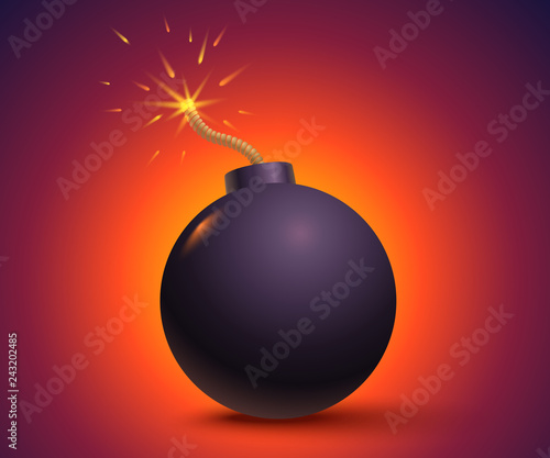 Black bomb on orange background.