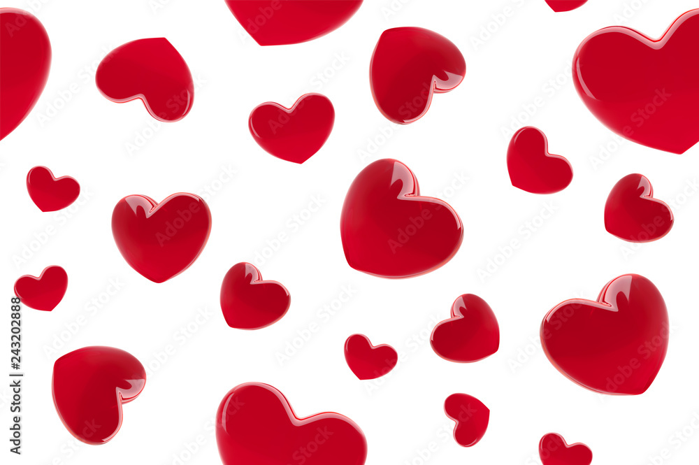 Valentine's day hearts seamless pattern. Background with red 3d realistic hearts. Beautiful abstract trendy wallpaper. Valentine day love card. Vector illustration. Vector cute romantic banner design. Valentine's day hearts seamless pattern. Background with red 3d realistic hearts. Beautiful abstract trendy wallpaper. Valentine day love card. Vector illustration. Vector cute romantic banner design.