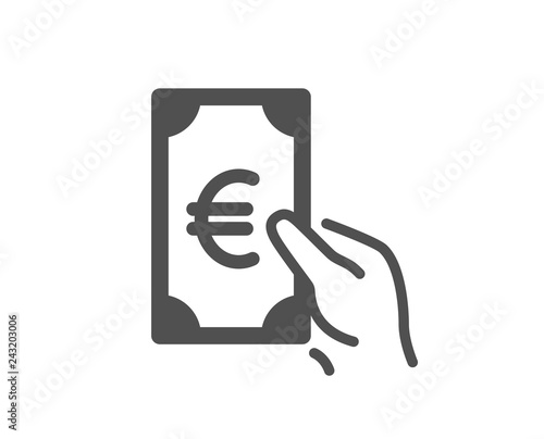 Hold Cash money icon. Banking currency sign. Euro or EUR symbol. Quality design element. Classic style icon. Vector