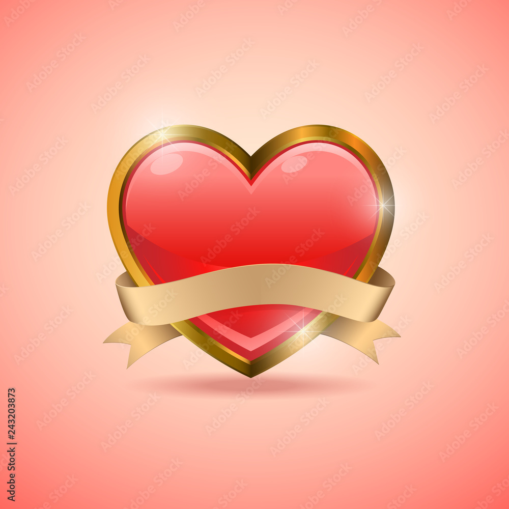 Valentine heart badge flag emblem, Vector illustration. Valentine heart badge flag emblem, Vector illustration.