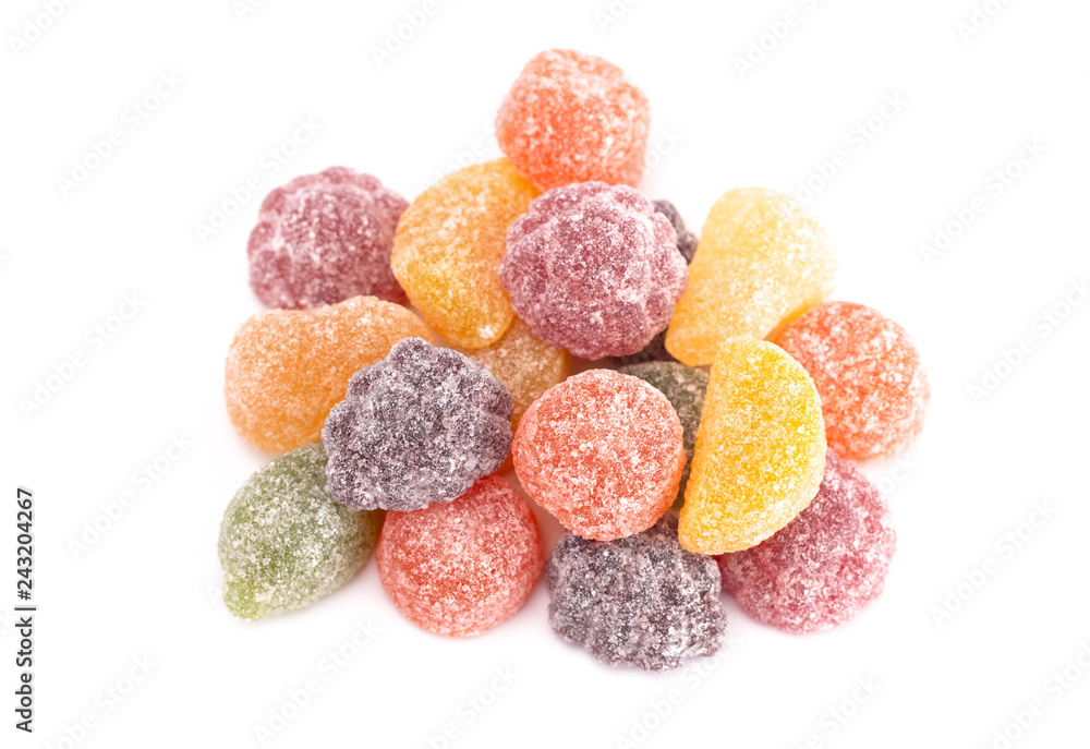 Fruit Salad Candies on a White Background Fruit Salad Candies on a White Background