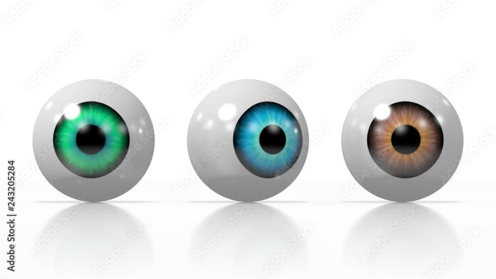Three 3D eyes/ eyeballs - animation. Three 3D eyes/ eyeballs - animation.