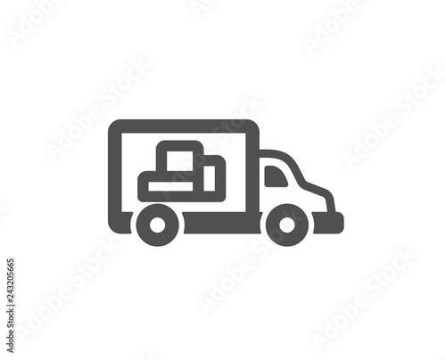 Truck transport icon. Transportation vehicle sign. Delivery symbol. Quality design element. Classic style icon. Vector