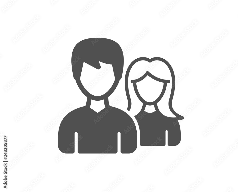 Couple icon. Users Group or Teamwork sign. Male and Female Person silhouette symbol. Quality design element. Classic style icon. Vector Couple icon. Users Group or Teamwork sign. Male and Female Person silhouette symbol. Quality design element. Classic style icon. Vector
