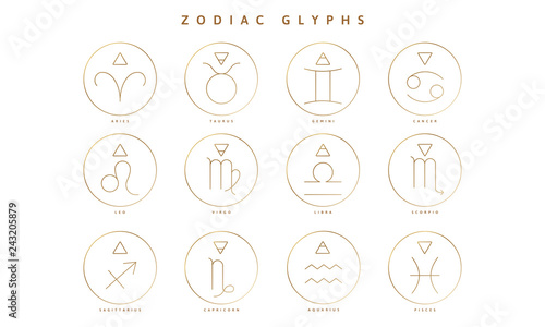 A Collection of Zodiac Glyphs, Signs and Symbols