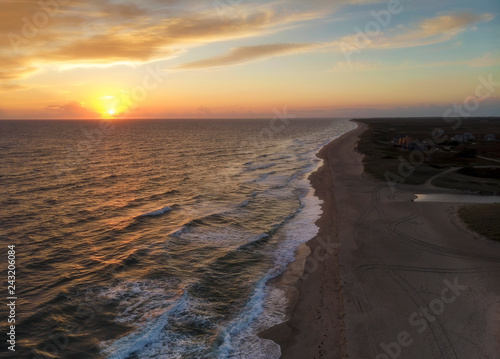 Sandy Beach and Waves from Above