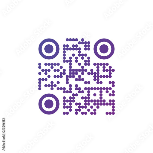 Creative QR code sign round icon. Scan code symbol. Circle corners. vector illustration isolated on white background.