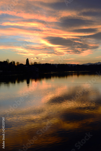 Sesto Calende. sunset on the river