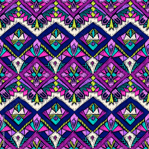 Tribal doodle pattern native sketch ethnic fabric design