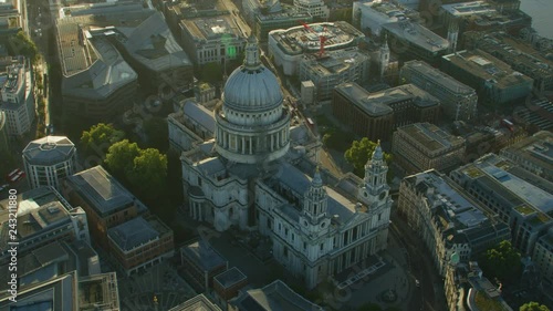 Aerial view St Pauls Cathedral at sunrise London photo