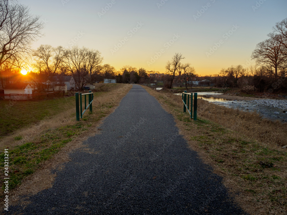 Levee Path with Green Gates