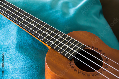 soprano Ukulele with blue background