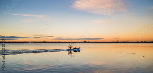 fishing at sunset