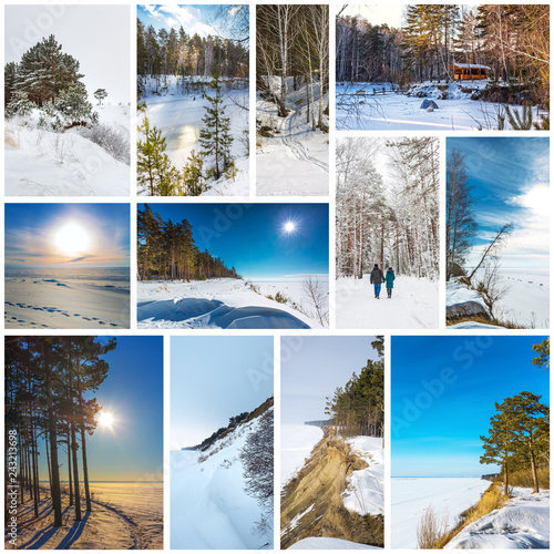Collage seasons-winter. The Nature Of Western Siberia