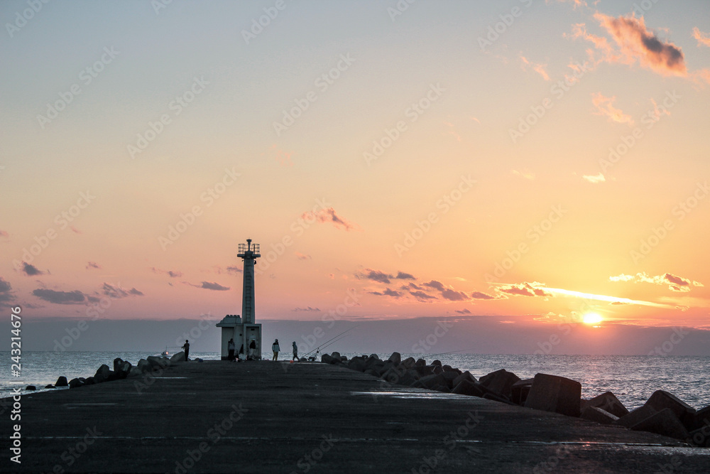 lighthouse at sunset