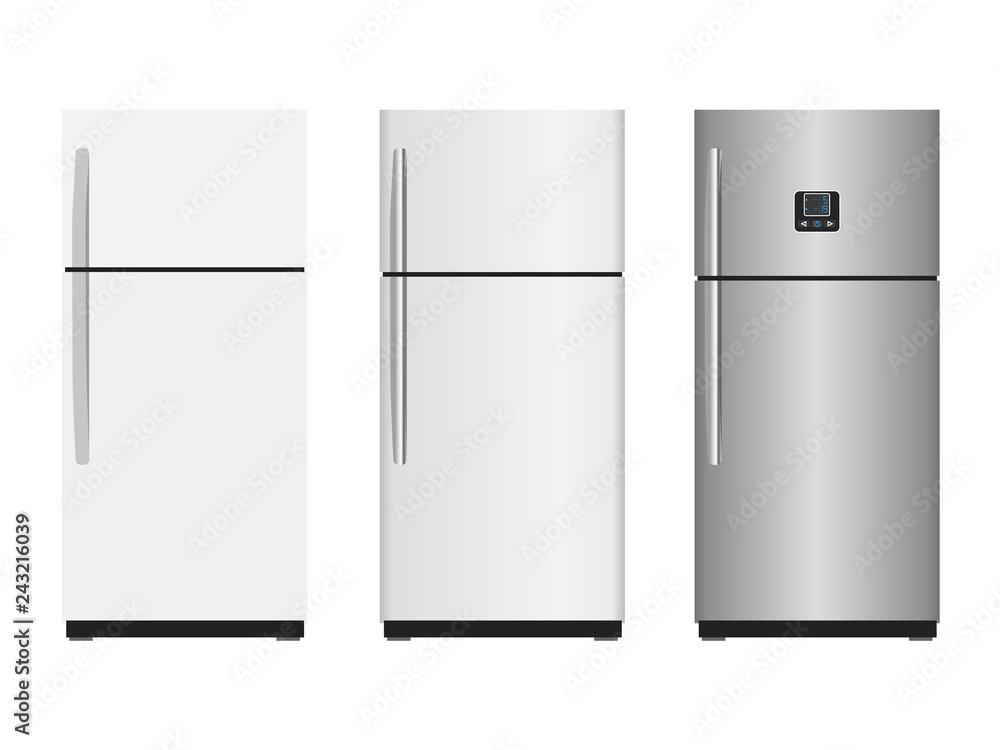 Closed refrigerators - vector illustration or graphic design element Closed refrigerators - vector illustration or graphic design element