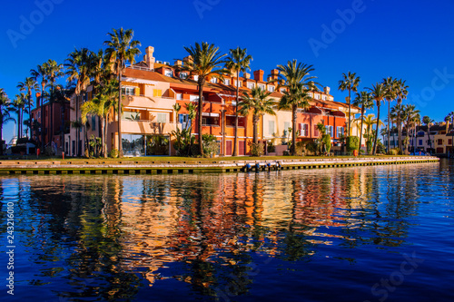 Port of Sotogrande. Port, sea, yachts and colorful houses. Sotogrande, Costa del Sol, Andalusia, Spain. Picture taken – 13 January 2019.