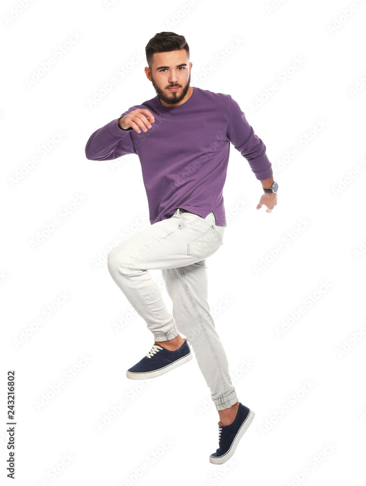 Handsome young man posing on white background Handsome young man posing on white background