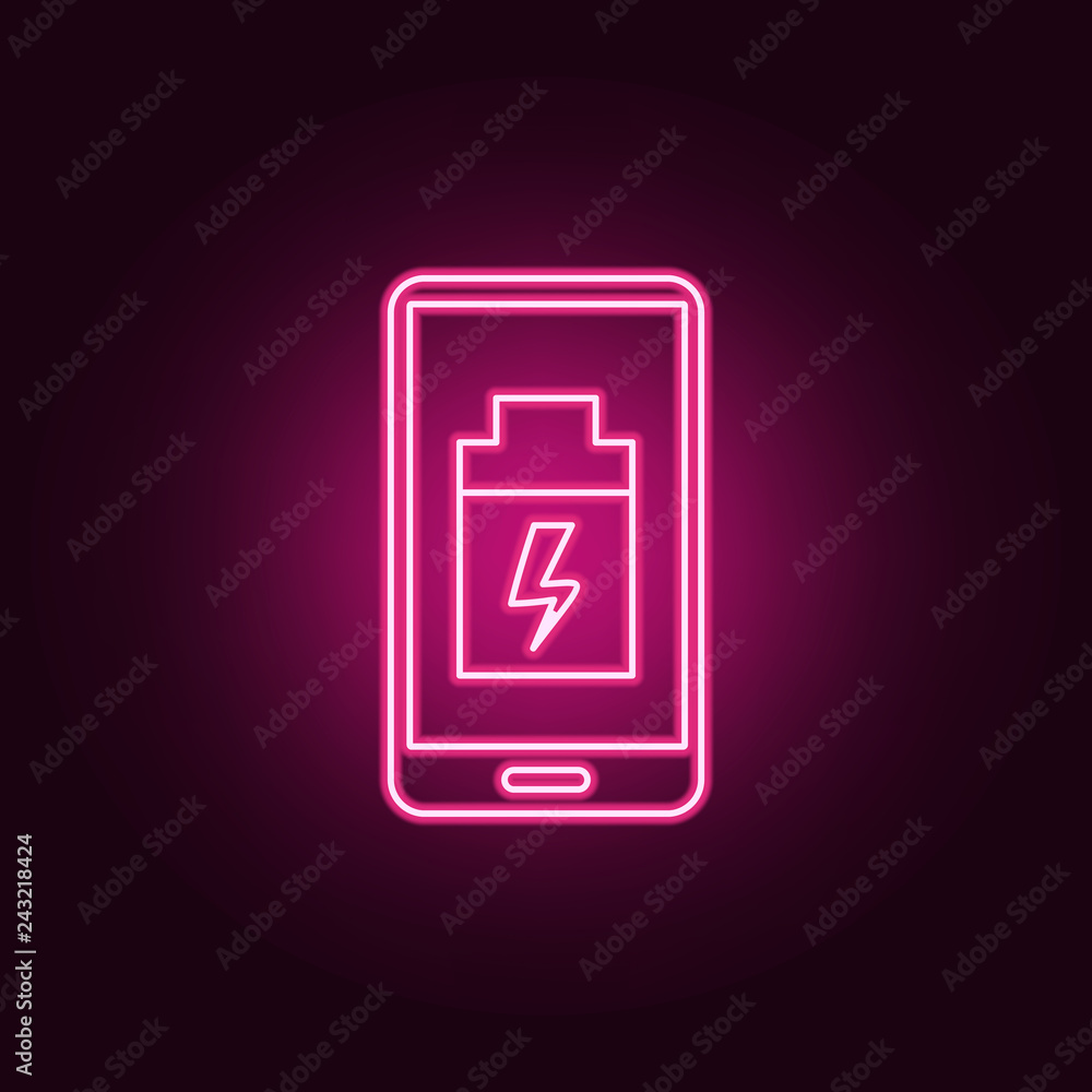 low battery smartphone icon. Elements of artifical in neon style icons. Simple icon for websites, web design, mobile app, info graphics low battery smartphone icon. Elements of artifical in neon style icons. Simple icon for websites, web design, mobile app, info graphics