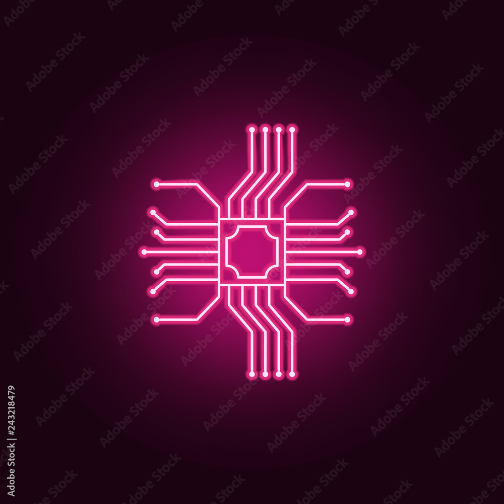 Microchip electronic device icon. Elements of artifical in neon style icons. Simple icon for websites, web design, mobile app, info graphics Microchip electronic device icon. Elements of artifical in neon style icons. Simple icon for websites, web design, mobile app, info graphics