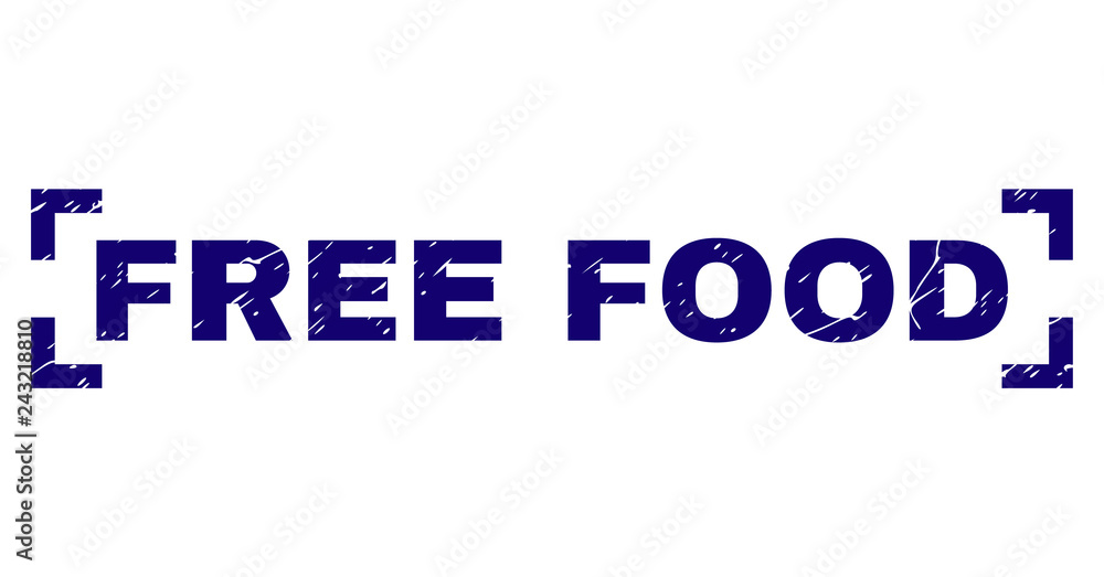 FREE FOOD text seal imprint with grunge texture. Text caption is placed inside corners. Blue vector rubber print of FREE FOOD with grunge texture. FREE FOOD text seal imprint with grunge texture. Text caption is placed inside corners. Blue vector rubber print of FREE FOOD with grunge texture.
