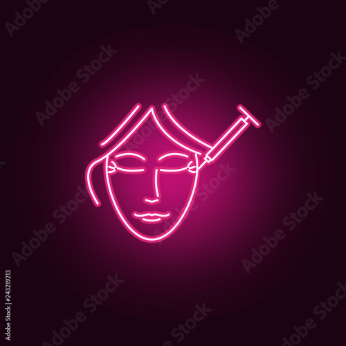 botox syringe to wrinkles icon. Elements of anti agies in neon style icons. Simple icon for websites, web design, mobile app, info graphics