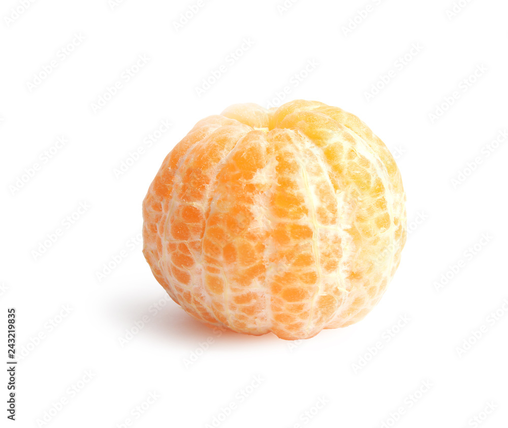 Peeled ripe tangerine on white background. Citrus fruit Peeled ripe tangerine on white background. Citrus fruit