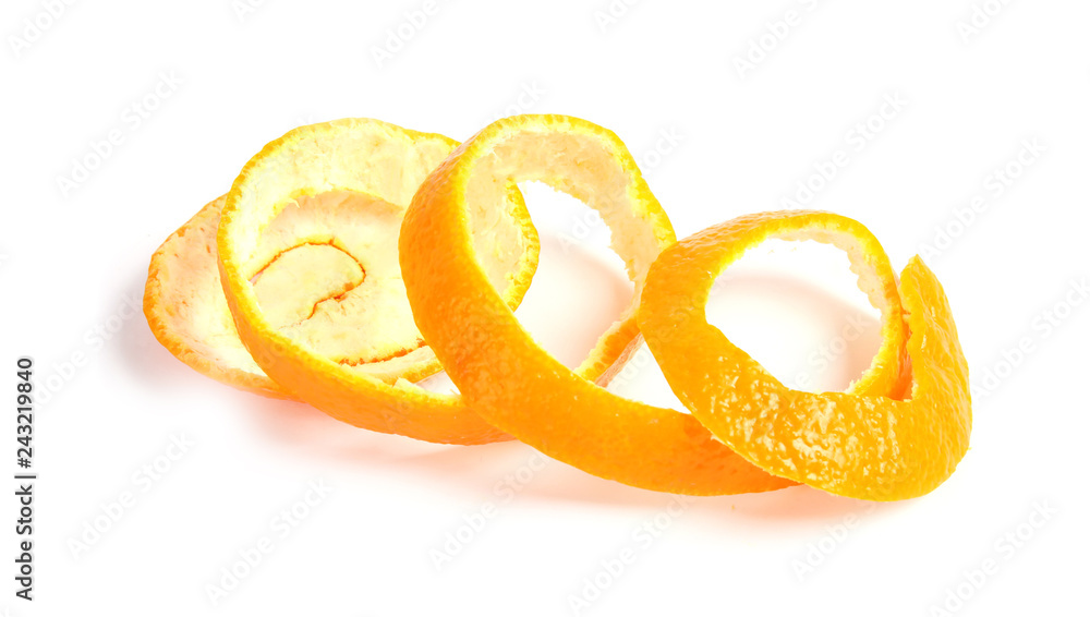 Peel of ripe tangerine on white background Peel of ripe tangerine on white background