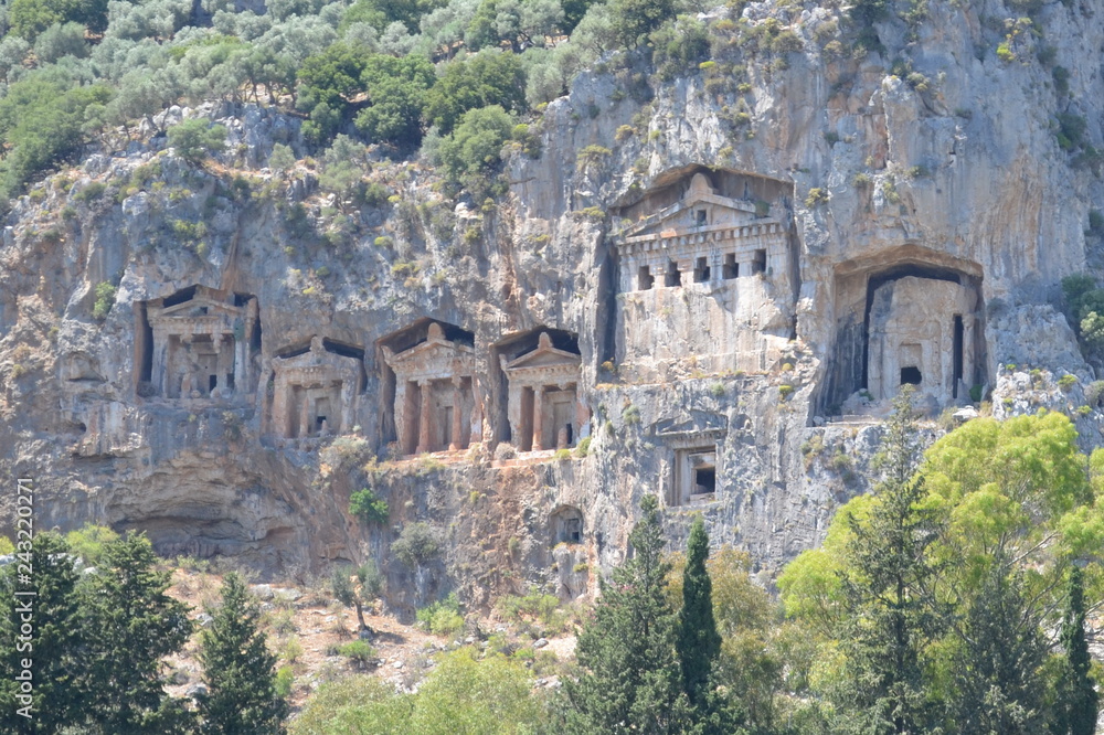 Fototapeta premium Likijsky tombs on the river Daljan, Turkey 