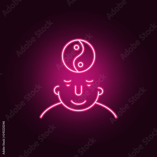 serenity on mind icon. Elements of What is in your mind in neon style icons. Simple icon for websites, web design, mobile app, info graphics