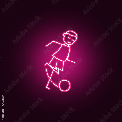 the kicker strikes ball icon. Elements of Soccer in action in neon style icons. Simple icon for websites, web design, mobile app, info graphics