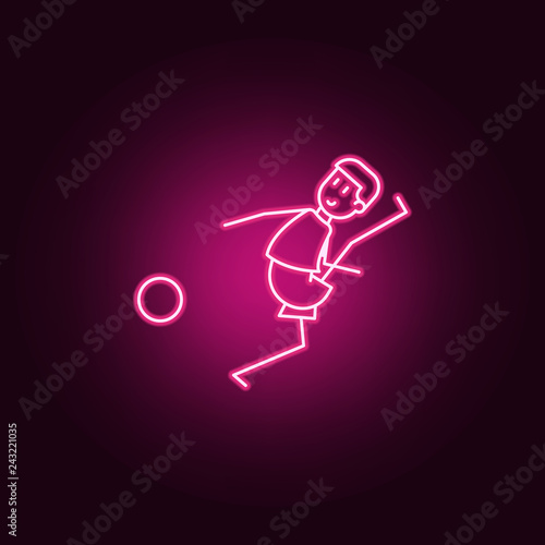 the kicker strikes ball icon. Elements of Soccer in action in neon style icons. Simple icon for websites, web design, mobile app, info graphics