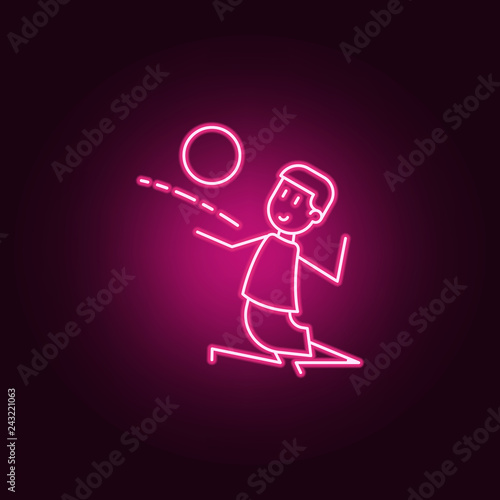 soccer player with ball icon. Elements of Soccer in action in neon style icons. Simple icon for websites, web design, mobile app, info graphics