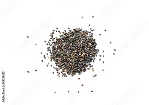 Pile of tiny black and white chia seeds