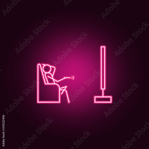 watch TV outline icon. Elements of Lazy in neon style icons. Simple icon for websites, web design, mobile app, info graphics